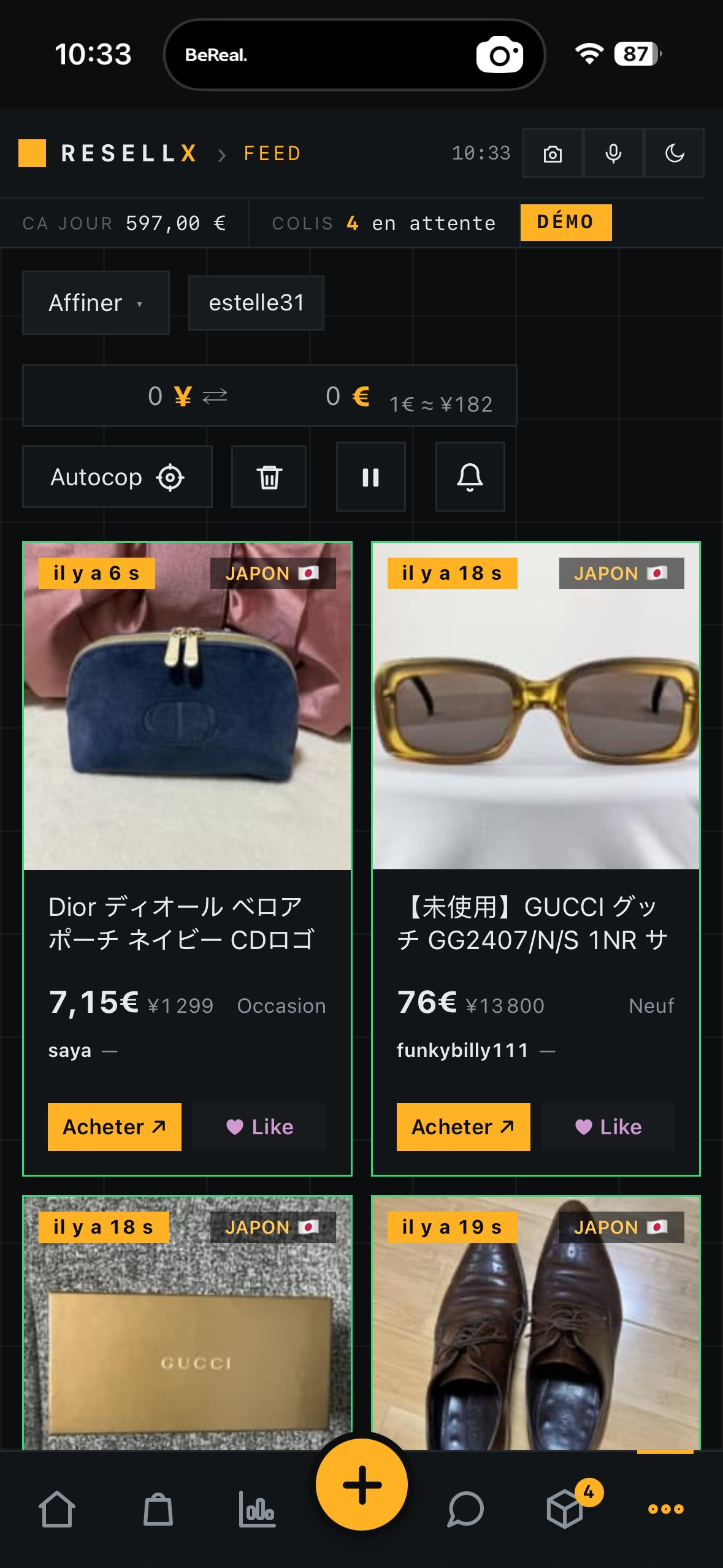 Écran Feed : les annonces tombent à la seconde