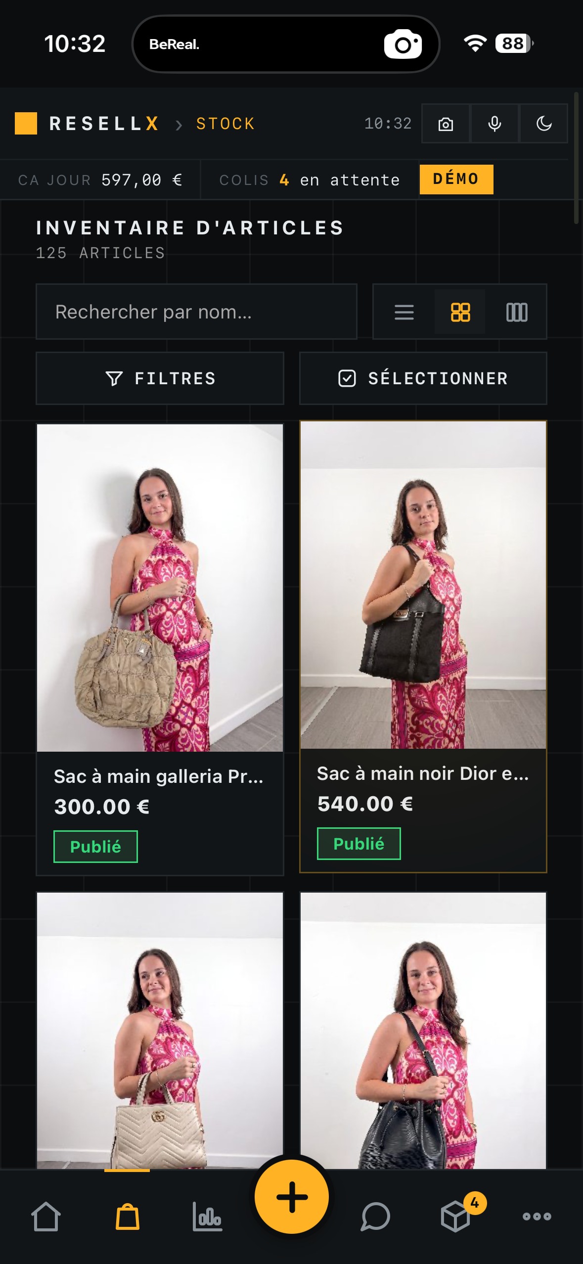 Écran Stock : inventaire des articles