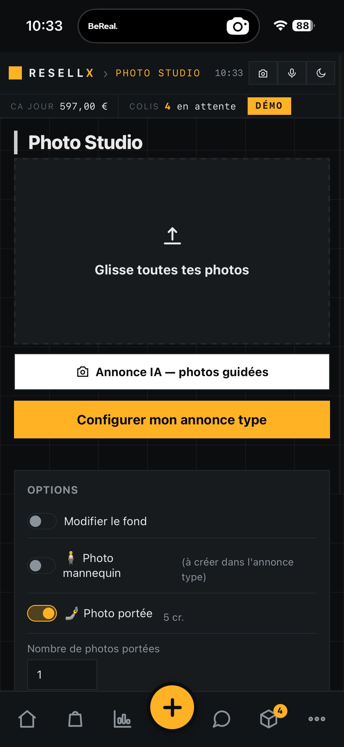 Écran Photo Studio IA